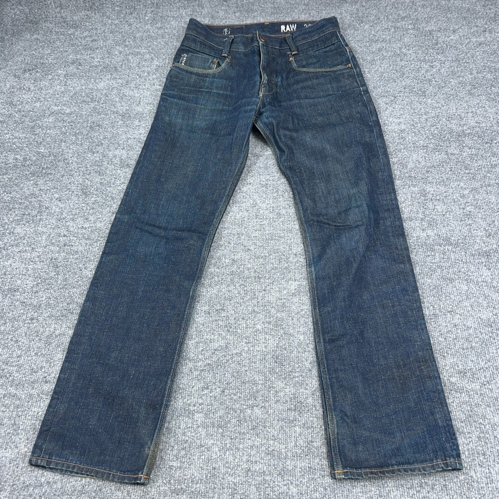 G-Star Raw Jeans Men 28x30 Dark Wash Denim Straight Originals Low Rise 5-Pockets